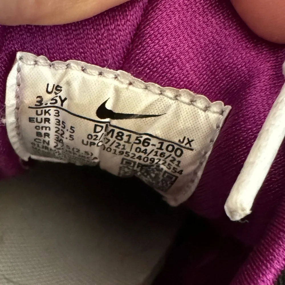 Nike Kids White Black Teal Purple Yellow Accent Sneakers
